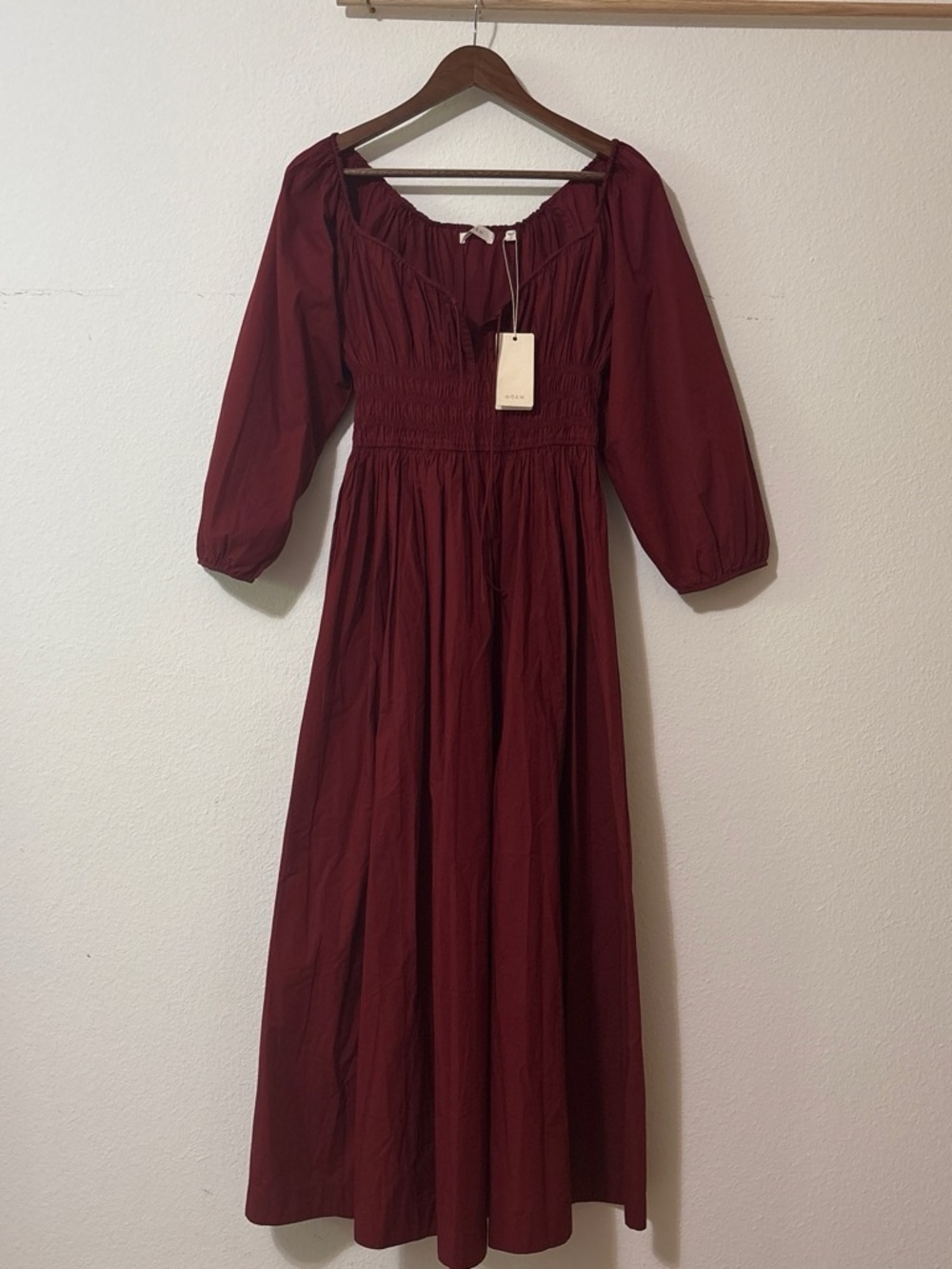 Women’s Burgundy Long Sleeve Midi Dress
